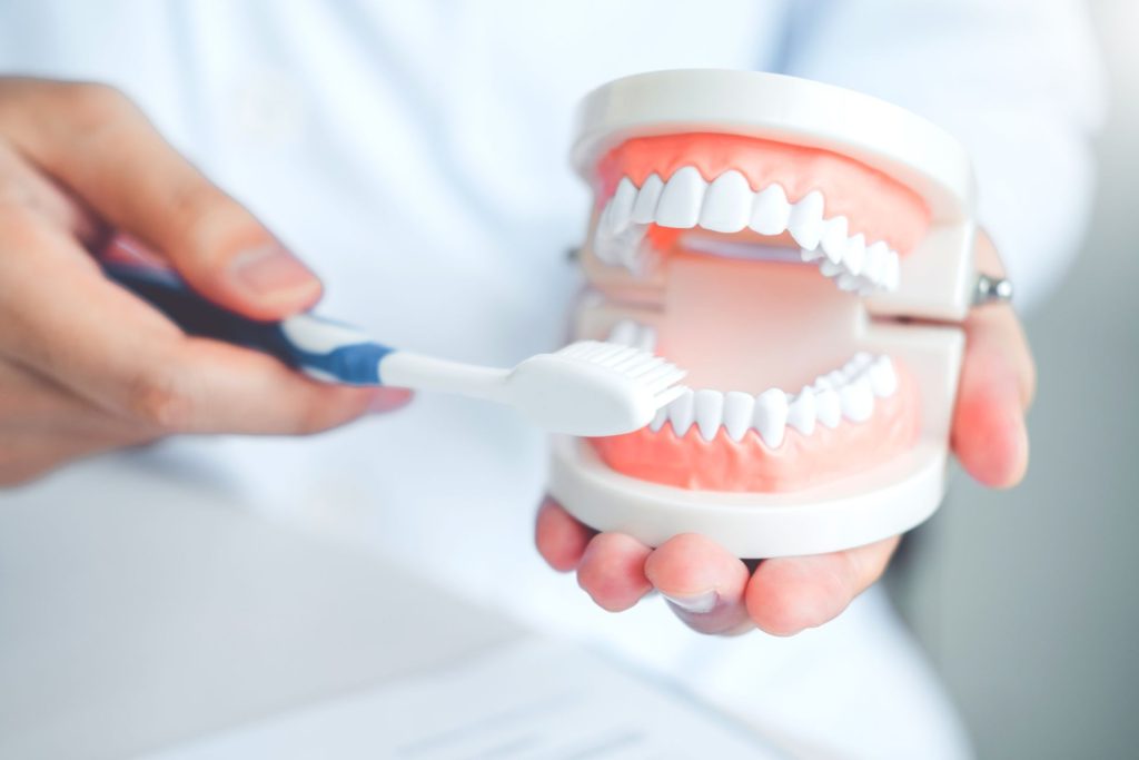 Dentist cleaning dental materials